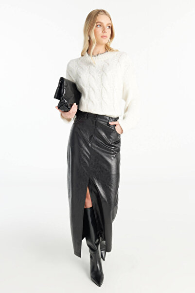 Ted Baker SİYAH SUNİ DERİ KALEM ETEK