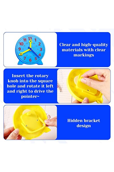 TERRIFI Learning Time Clock Set for Kids - 2 Educational Clocks, 10 cm, Ages 4+, Yellow & Blue