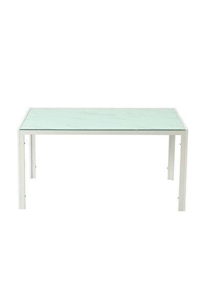 Danube Home Sicilia 1+6 Tempered Glass Dining Set - 6-Seater White/Grey Table & Chairs, 150x90x75cm