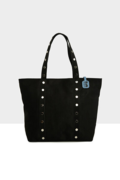 Bagmori Black Women's Trok Detailed Suede Large Tote Bag M000008673