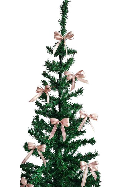 MODA NUR 12 τεμάχια ροζ, ασημί κορδέλα με φιόγκο από χριστουγεννιάτικο δέντρο, διακοσμητικά στολίδια για το χριστουγεννιάτικο πάρτι της Πρωτοχρονιάς