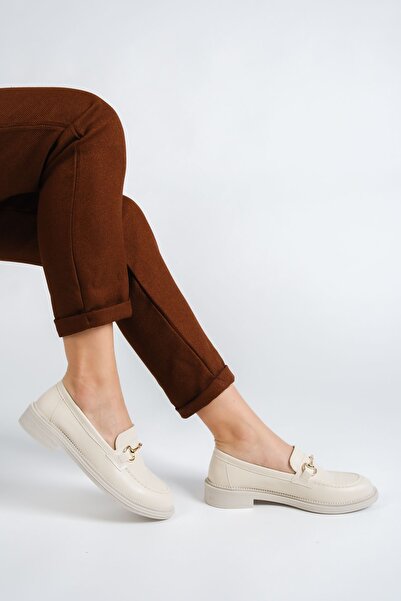 Redoxy Women's Loafer Buckle Detailed Leather Moccasin Casual Shoes