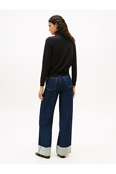 Tommy Hilfiger Női Essential Slim Fit garbó pulóver - fekete