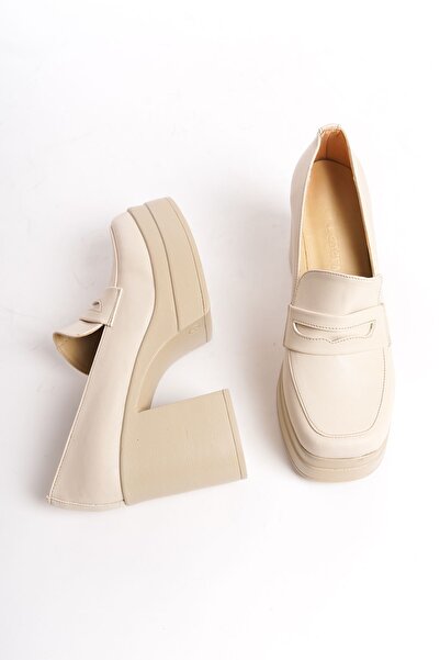 Redoxy Women's Special Design Platform Heel Loafer Shoes