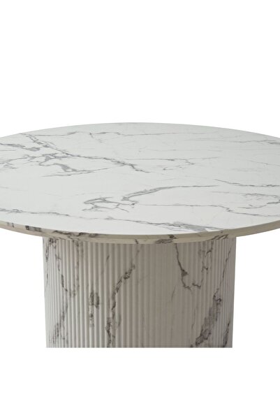 Danube Home Davion 4-Seater Round Dining Table - White Engineered Wood with 2-Year Warranty, Modern Design