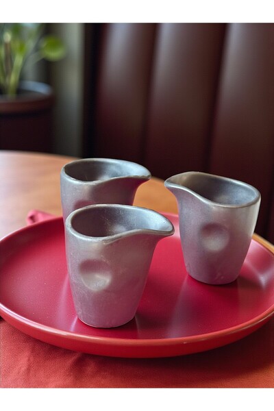 KÜTAHYA HOME Porcelain Milk Jug Set of 3 – Barista Type Coffee Milk Jug Mini Pitcher Black