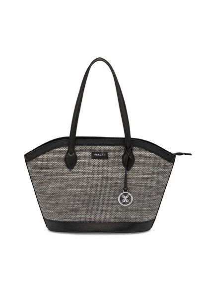 Tergan Gri Hasır Hakiki Deri Kadın El Çantası - S25Y1BC80464-V9H