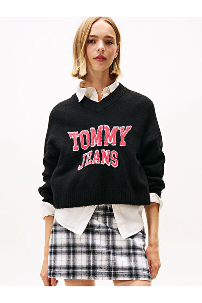 Tommy Hilfiger Kadın Siyah Triko Kazak