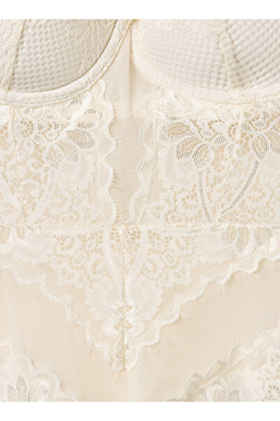 FAV Lace Textured Bodysuit with Snap Button Closure