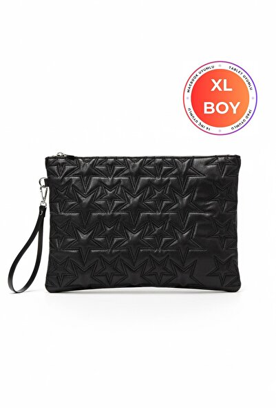 BAHELS Star Patterned Black XL Portfolio Bag Compatible with MacBook and Tablets