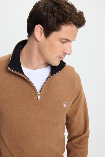 Tudors Men's Slim Fit Slim Fit Cotton Thessaloniki Fabric Mock Neck Tile Sweatshirt