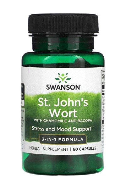 SWANSON نبتة سانت جون مع البابونج والباكوبا 60 كبسولة