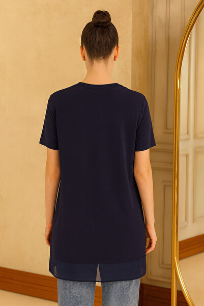 Nisa Luxury Boutique Half Sleeve Crew Neck Front and Back Chiffon Undershirt and Tunic