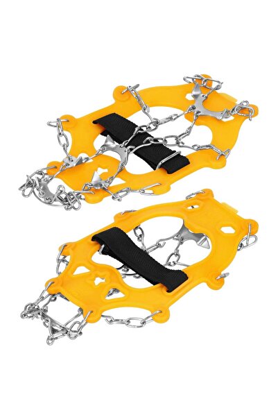 SERSIMO Anti-slip shoe cleats, size M 36-40, with 8 pins, steel and TPE, yellow