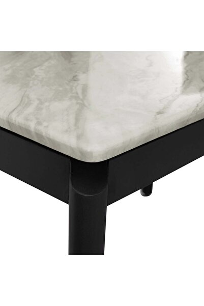 Danube Home Flash 4-Seater Marble Top Dining Table - Elegant White Grey/Black Finish, 2-Year Warranty