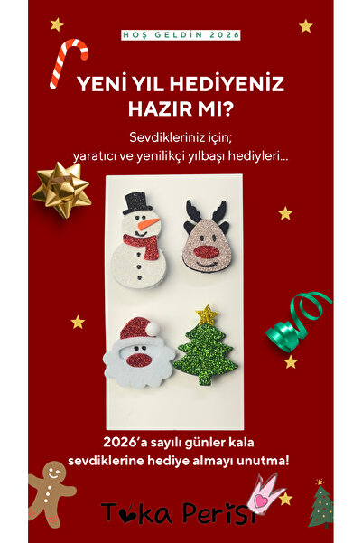 Toka Perisi Yılbaşı Yeni Yıl Toka Seti 3cm metal klipsi (noelbaba kardanadam ...