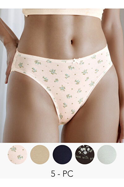 FAV High Leg Panty with Lace Trim - Pack of 5