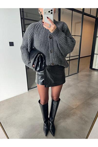 My Blog Anthracite 5 Button Cardigan - 251061