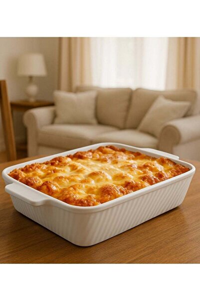SUPPLIER طبق خبز مربع من البورسلين بمقابض - طبق خزفي آمن للاستخدام في الفرن
