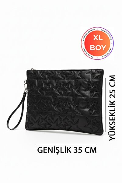 BAHELS Star Patterned Black XL Portfolio Bag Compatible with MacBook and Tablets