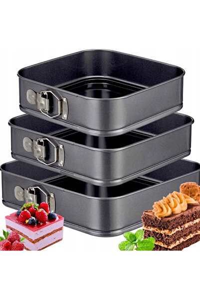 zola Set of 3 baking trays, different sizes, non-slip, removable bottom, square shape, black