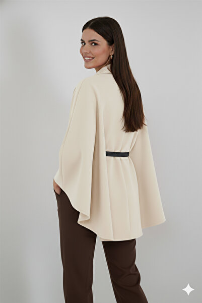 benguen Belted Cashmere Poncho B9170 Ecru