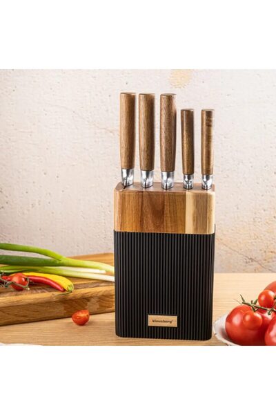 Klausberg Set de cutite 6 piese, cu bloc de salcam, otel inoxidabil,