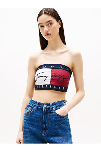 Tommy Hilfiger Kadın Mavi Bandeau Üst