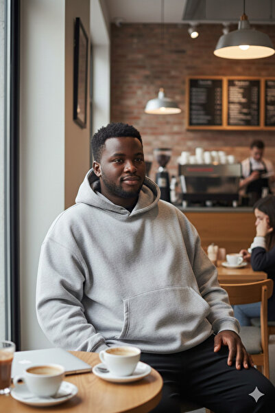 Cool mans Oversized 3 Thread Fleece-Lined K Hooded Battal Large Size Sweatshirt