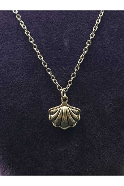 sarıyer silver Oyster Shell Figure Steel Minimal Necklace Daily Wear Stylish ...
