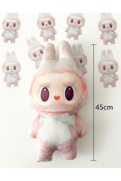 Kokoş İşler pembe labubu oyun arkadaşı peluş, yastık
