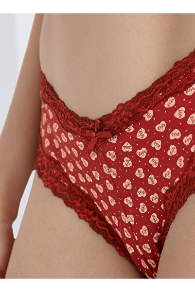 FAV Panty Low-Rise Brazillian Briefs with Heart Print
