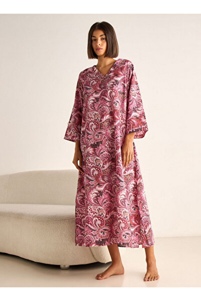 FAV Night Dress Long Sleeves Printed Cotton