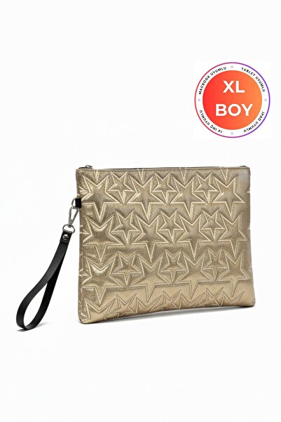 BAHELS Star Patterned Gold XL Portfolio Bag Compatible with MacBook and Tablets