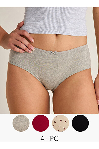 FAV مجموعة من 5 قطع - سراويل داخلية متنوعة بحزام خصر مطاطي وتفاصيل فيونكة