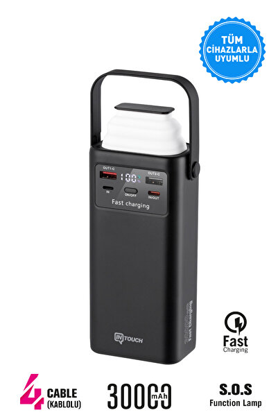 İntouch 30.000 Mah 22,5W PD Hızlı Kablolu Kamp Lambası Outdoor Serisi Powerbank Fast Led Lamba