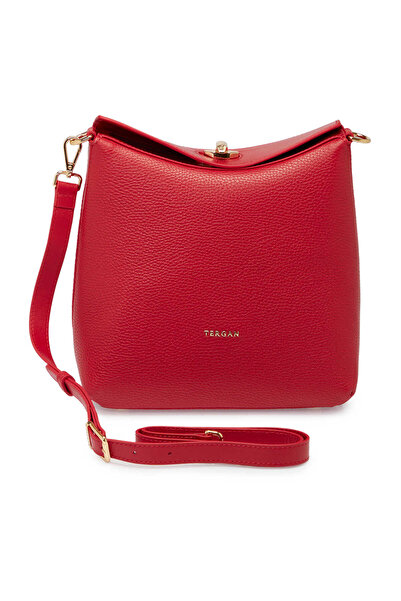 Tergan Kırmızı Hakiki Deri Kadın El Çantası - S25Y1BC80407-D2N