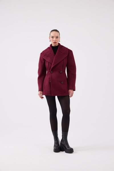 HOLLY LOLLY Belden Sitting Style Cashmere Desiree Coat Burgundy