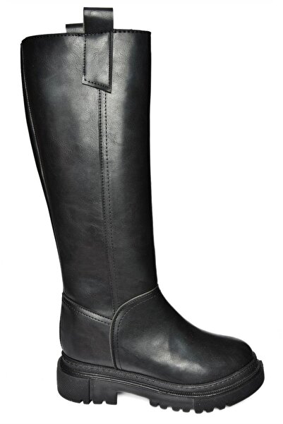 Fox Shoes V973222209 Black Leather Thick Soled Women's Riding Boots