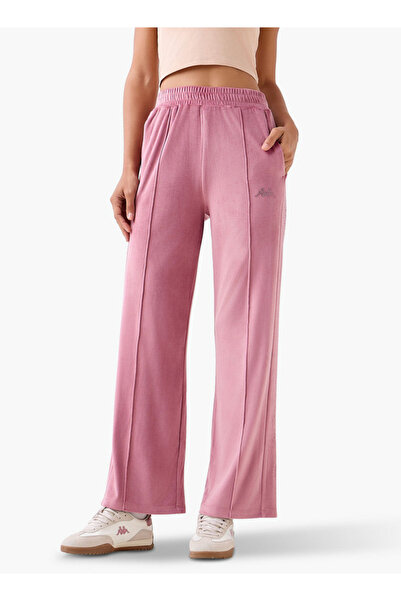 Kappa Embellished Velour Regular Fit Track Pants with Pockets