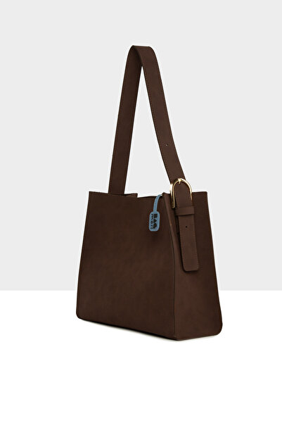 Bagmori Brown Women's Belt Detailed Strap Suede Bag M000008691