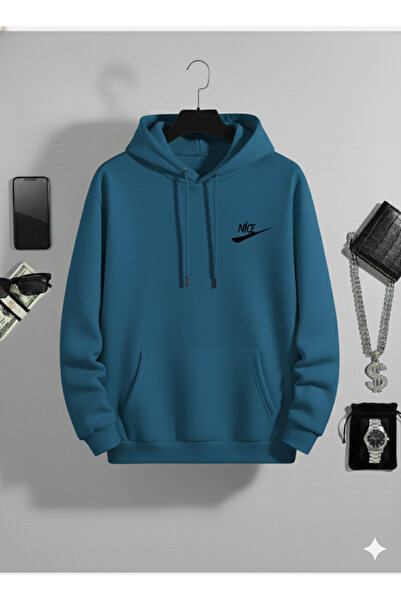 NİCE Unisex με τύπωμα oversized με κουκούλα Βαμβακερό φούτερ