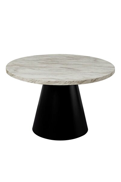 Danube Home Hampton 4-Seater Round Dining Table - White & Matt Black, Engineered Wood, 2-Year Warranty