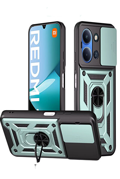 Nezih Case غطاء انزلاقي متوافق مع ريدمي 15C مع حامل مغناطيسي وحماية للكاميرا