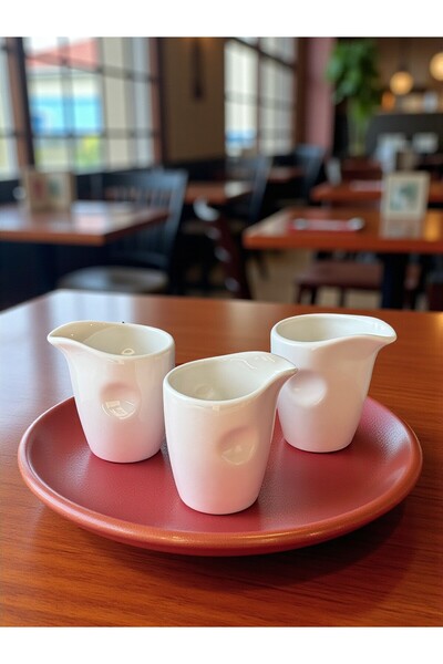 KÜTAHYA HOME Porcelain Milk Jug Set of 3 – Barista Type Coffee Milk Jug Mini Pitcher