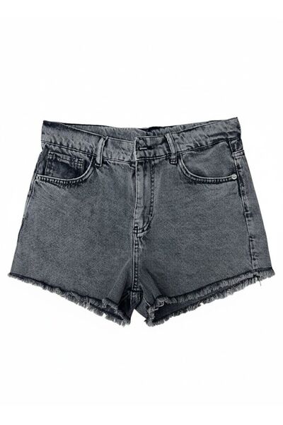 N-D JEANS & WOMEN Kadın-Paça Püsküllü Mini Şort Denim