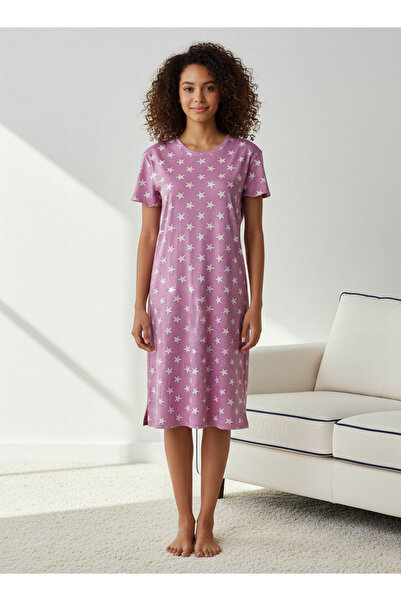 FAV قميص نوم مطبوع بأكمام قصيرة