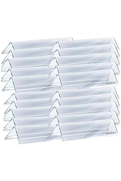 Slasa Acrylic 2-Sided V-Shaped Desk Name Plate Holder 10x2 Inch 20 Pack