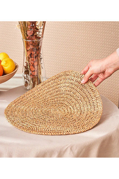 ASG 6 Pieces Wicker Coasters Knitted Fireproof American Serving Plate Pan Pot Mat Stylish Tableware Serving Presentation
