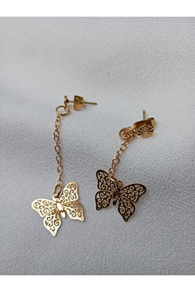 OEM 18K gold plated earrings with Butterfly and Swarovski crystal 2*4mm